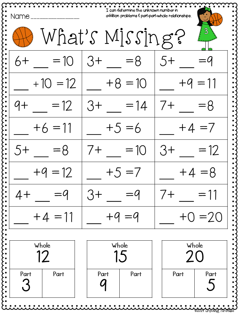 What's missing worksheet for primary level
