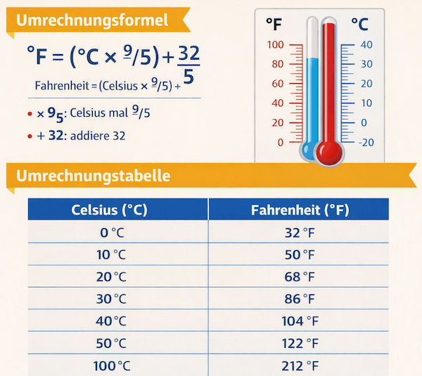 Celsius in Fahrenheit Formel