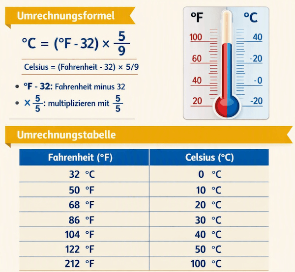 Fahrenheit in Celsius Formel