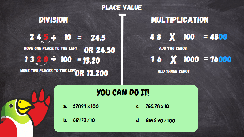 Multiplicar números por 10, 100 y 1000, y sus múltiplos